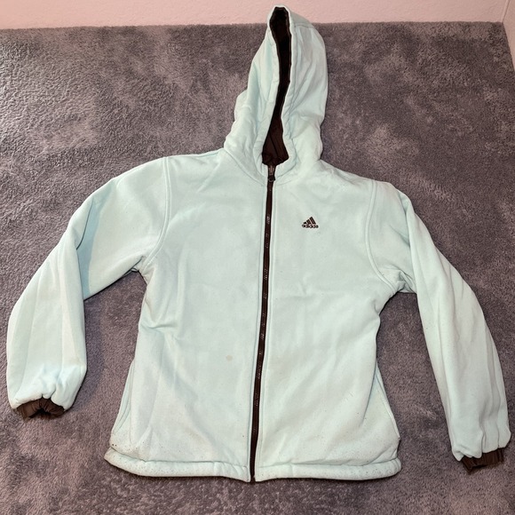Adidas Men's Reversible Puffer Jacket To Sweater SZ S Brown/Mint Green Hoodie - Picture 13 of 16
